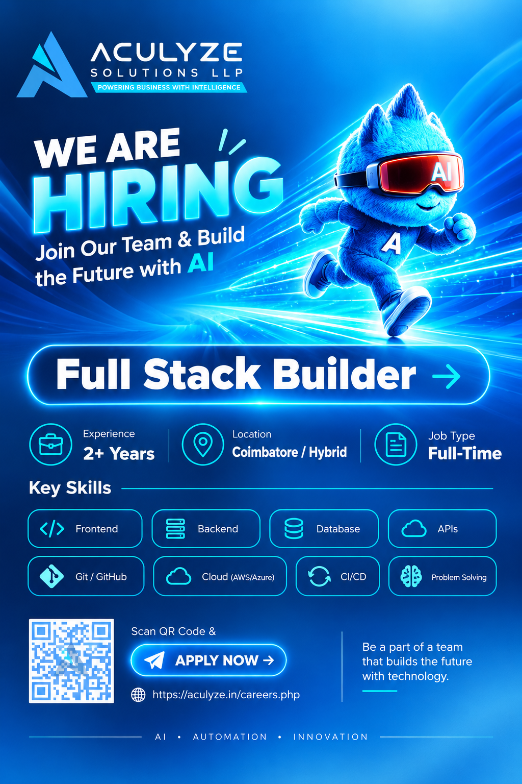 Full Stack Builder hiring poster